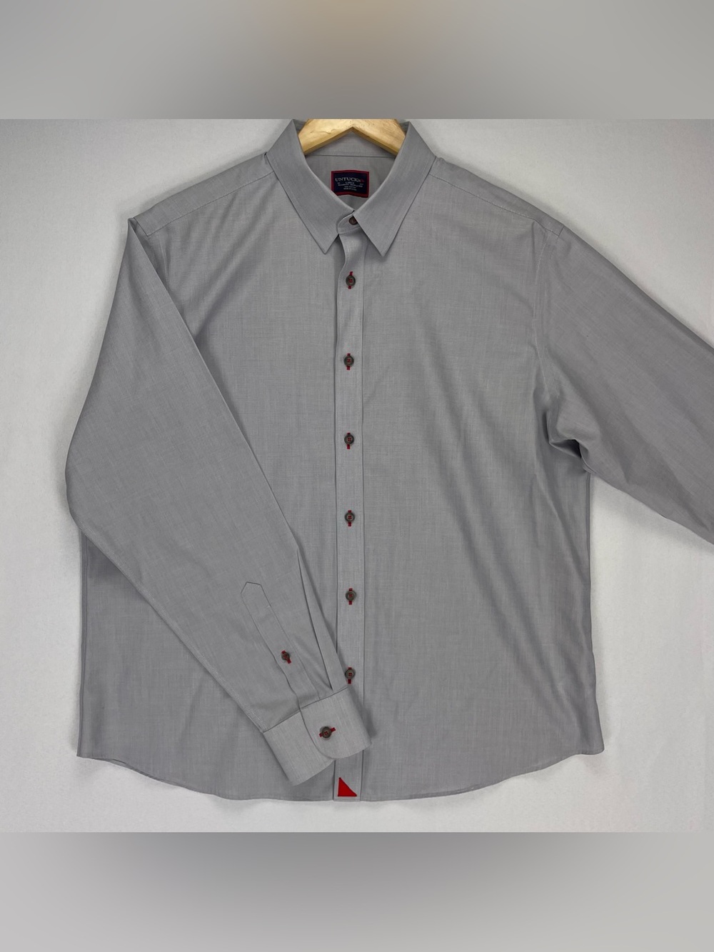 UNTUCKit Shirt Men’s L Gray Relaxed Fit Wrinkle Free Rubican WF Button Down - Picture 2 of 11